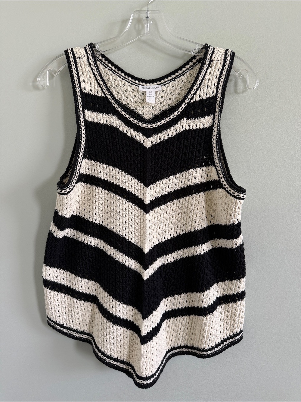 Thread & Supply Black and Cream Chevron Knit Tank